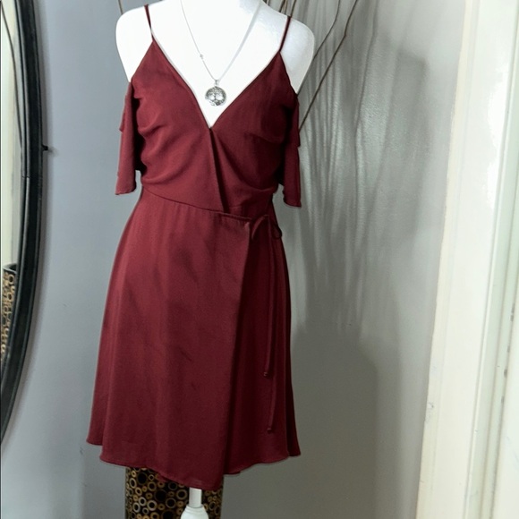 Lush Red Wrap Tie Front Mini Dress - Picture 1 of 10